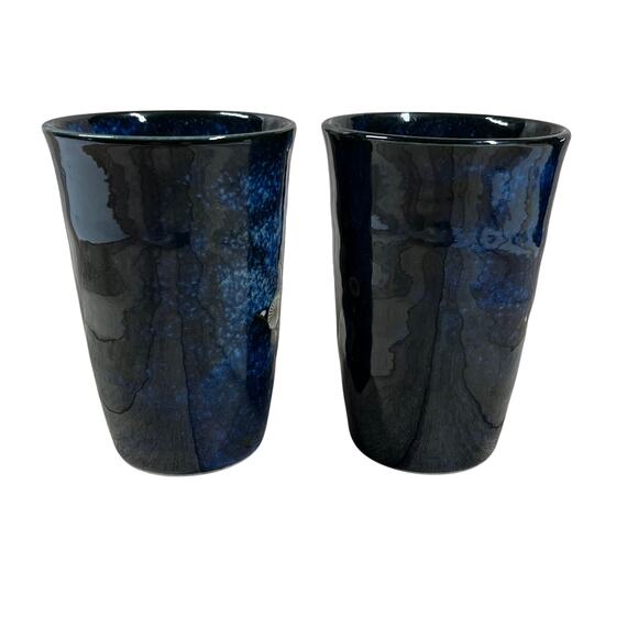 World Market Pair Cherry Blossom Blue Porcelain 10 oz Mug Cup Floral Japan - Picture 5 of 13